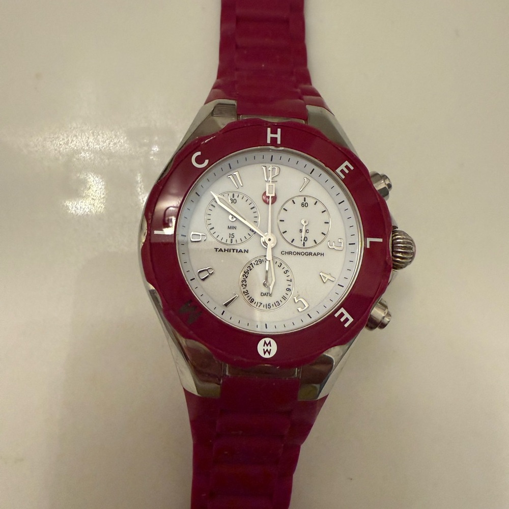 Purple rubber, Michelle Chronograph Watch - Picture 3 of 6